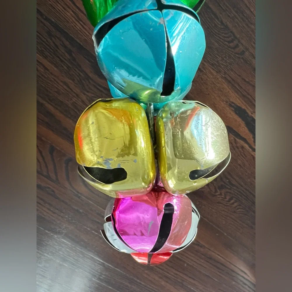 Large Metal 12 inches Jingle Bell Christmas Wreath vintage multicolor huge bells